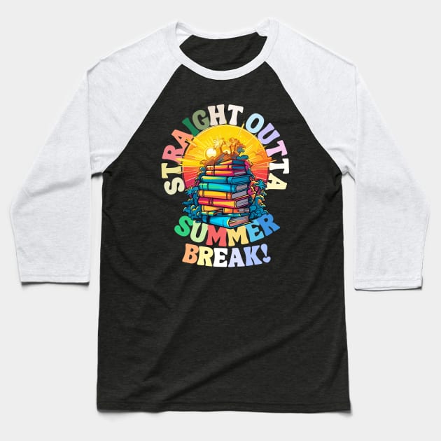 Summer Vacations - Straight Outta Adventure under Glowing Skies with Books Baseball T-Shirt by theworthyquote